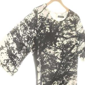 marimekko コットン 総柄 ワンピース 38 黒 白 /MI OS