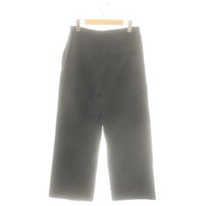 MARGARET HOWELL ストライプ ウール リネン ワイドパンツ 2 紺 ネイビー /AT OS