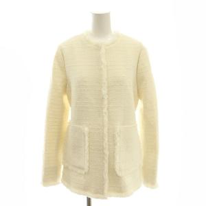 23AW モールウーリーツイードジャケット ノーカラー 38 白 ホワイト /AT OS