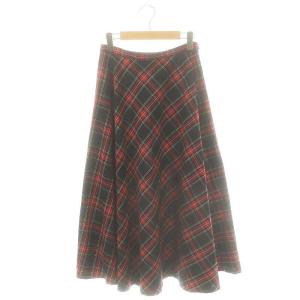 23AW WU57 JUPE ティーシータータンチェックスカート フレア マキシ ロング 40 黒 ブラック