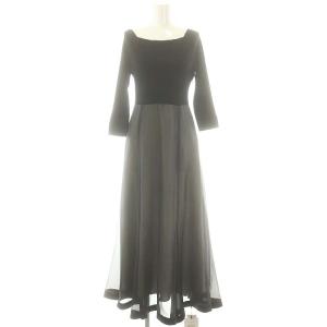 エアリードッキングワンピース マキシ ロング 七分袖 38 黒 ブラック /AT OS