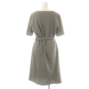 agnes b. 24SS チェック ワンピース ミモレ ロング 半袖 3 白 ホワイト 黒 ブラック /AT OS