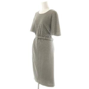 agnes b. 24SS チェック ワンピース ミモレ ロング 半袖 3 白 ホワイト 黒 ブラック /AT OS