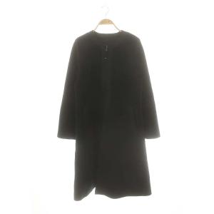 ウールリバー ロングコート アウター ノーカラー ウール 42 黒 /NR OS