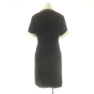 CHANEL 95C 襟付2WAY半袖ヴィンテージワンピース 38 ネイビー