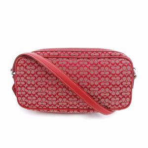 6341 ミニシグネチャー ショルダーバッグ キャンバス レザートリム 赤 レッド /UO