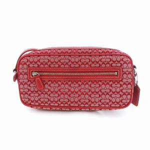 COACH 6341 ミニシグネチャー ショルダーバッグ キャンバス レザートリム 赤 レッド /UO