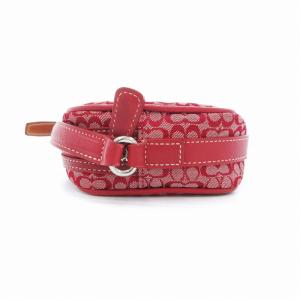 COACH 6341 ミニシグネチャー ショルダーバッグ キャンバス レザートリム 赤 レッド /UO