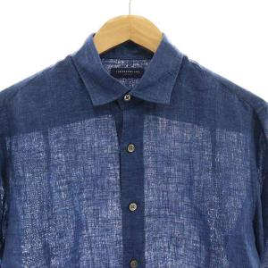 TOMORROWLAND 長袖リネンシャツ スタンドカラー S 紺 ネイビー /AT OS AD