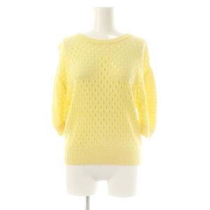 ハーフスリーブニット カットソー 五分袖 1 黄 イエロー /AT OS SH