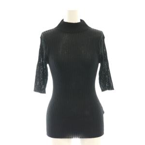 23SS シアーリブニット カットソー 五分袖 F 黒 ブラック /AT OS