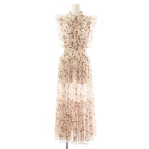 23SS Sustainable フリルプリーツワンピース ロング 0 ピンク /DF OS