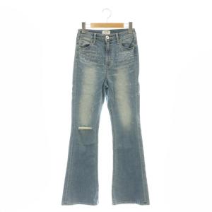 25SS せいせいコラボ ハイウエストストーンフレアパンツ デニム ジーンズ 装飾 M ライトブルー /NR