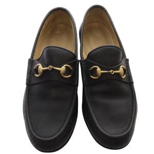 GUCCI ホースビットローファー レザー 7 黒 ブラック 0255 /SR33