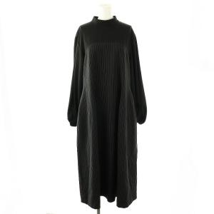 24AW クリアストライプワンピース ロング 長袖 38 ブラック /ES OS
