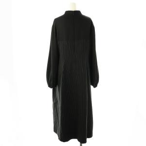 ADORE 24AW クリアストライプワンピース ロング 長袖 38 ブラック /ES OS