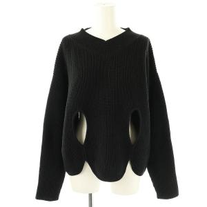 25SS ティアドロップホールニット セーター モックネック 38 ブラック /DF OS
