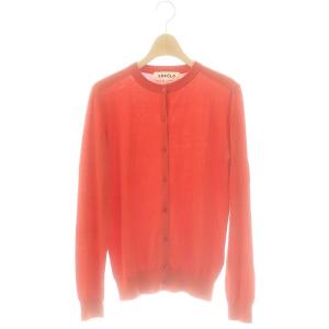 シルクコットン クルーネックカーディガン ニット 38 オレンジ /AT OS