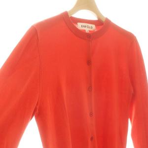 ENFOLD シルクコットン クルーネックカーディガン ニット 38 オレンジ /AT OS
