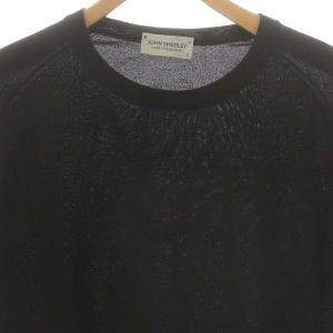 JOHN SMEDLEY ウール コットン 半袖ニット カットソー S 黒 ブラック /AT OS