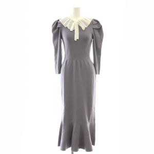 プリーツカラーニットワンピース ロング F スモークブルー /CX OS