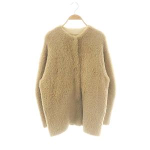 ネイビー 23AW フェザーヤーンカーディガン クルーネック F ベージュ /AT OS