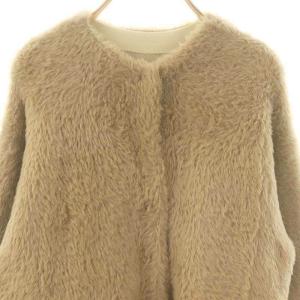 GALLARDAGALANTE ネイビー 23AW フェザーヤーンカーディガン クルーネック F ベージュ /AT OS