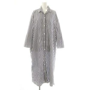 wide wash シャツワンピース ストライプ 38 紺 白 /CX OS