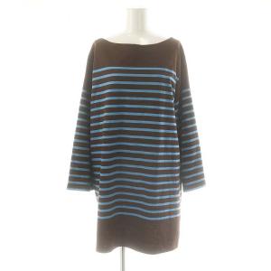 チュニック バスクシャツ T]シャツ カットソー 長袖 ロンT コットン 茶 水色 /NR OS