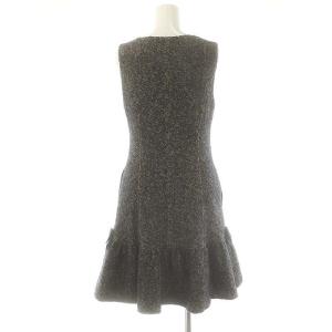 M'S GRACY フロントジップ ワンピース ひざ丈 ヘリンボーン 38 ブラック ベージュ /DF OS