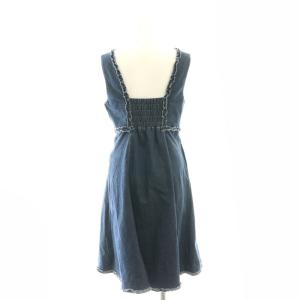 M'S GRACY デニムワンピース 膝丈 ノースリーブ リネン混 36 ネイビー /HK OS