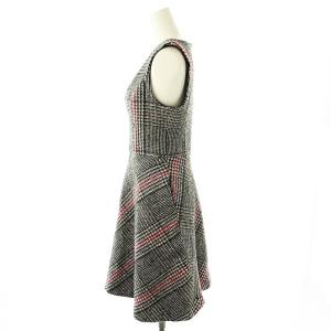 M'S GRACY ウール チェック ワンピース ひざ丈 36 ブラック ホワイト /DF OS