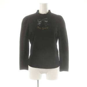 スパンコールリボン 長袖 Tシャツ カットソー 38 ブラック /HK OS