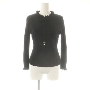フリル襟ニット 長袖 38 M 黒 ブラック /SY OS