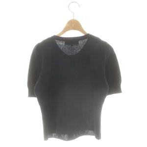 M'S GRACY フラワーボタン カーディガン ニット 半袖 38 ネイビー /DF OS