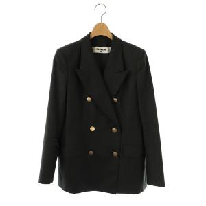 SUPER140 ウールジャケット テーラード ダブル 背抜き 36 ダークグレー /DO OS