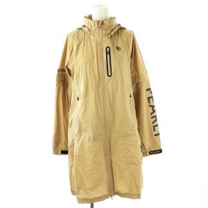 エコユースナイロンストレッチ防水透湿CRAFTEVOレインコート ロング ジップアップ 1 ベージュ ブラック