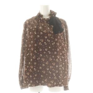 23SS 花柄 シースルー ブラウス 花柄 長袖 42 ブラウン /DF OS