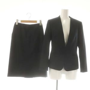 セットアップ ジャケット ノーカラー タイトスカート 32 30 ネイビー /HK OS