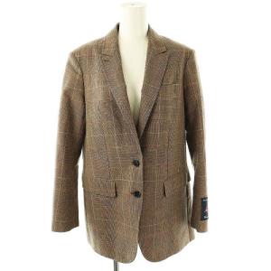 CARETTE テーラードジャケット チェック 2B ウール モカ オレンジベージュ ライトベージュ /DO
