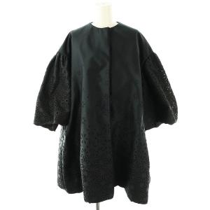 ノーカラーコート 刺繍 36 ネイビー