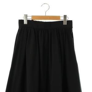 BALLSEY 24SS ストレッチタフタ ボリュームギャザースカート フレア 36 黒 /CX OS