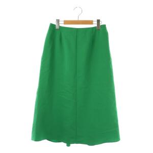24SS リネンレーヨンストレッチバックペプラムスカート ロング フレア 36 グリーン /DO OS