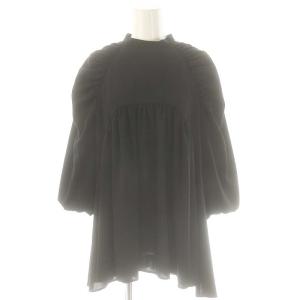 GATHER PULLOVER ブラウス 七分袖 プルオーバー 38 ブラック /DO OS