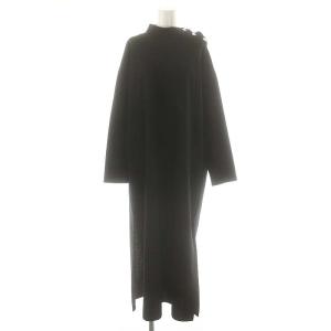 SIDE OPEN STANDCOLLAR DRESS ワンピース ロング 長袖 38 ブラック /DO