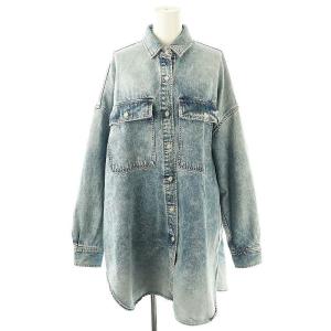 ケミカルビッグデニムシャツ ステンカラー 長袖 F 青 ブルー /AT OS SH