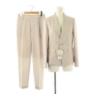 セットアップ リネンライクノーラペルジャケット × リネンライクテーパードパンツ 36 グレージュ /MI