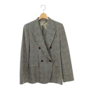 ウール グレンチェック ダブルブレストジャケット 38 M グレー /SY OS