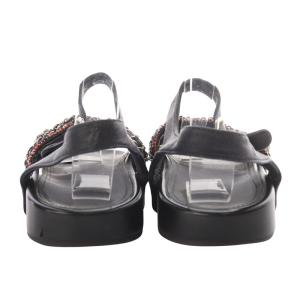 CHANEL サンダル フラット ツイード ココマーク 24cm ネイビー G31764