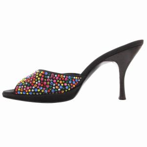 MOSCHINO CHEAP AND CHIC ヒールサンダル ミュール マルチストーン 36 黒 ブラック /GV